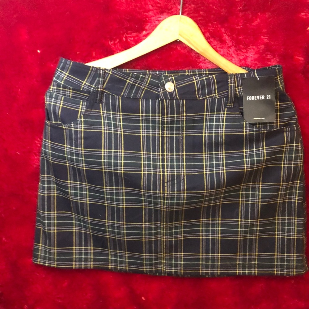 Forever 21 Plaid Skirt -  Yellow plaid with blue and green. 4 pockets.
